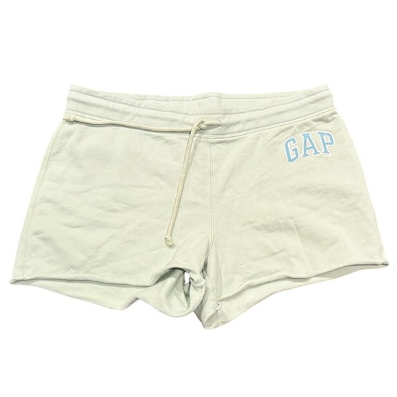 GAP‎ Sweat Shorts Raw Hem Lounge Comfy Casual Activewear Mint Green  Logo Large - Picture 1 of 5